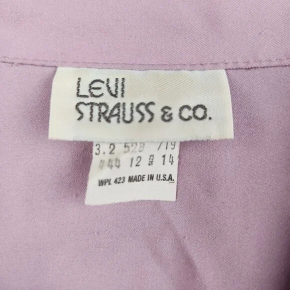 Vintage Levis Pearl Button Western Shirt Womens Small Purple Cowgirl Rodeo 80s - Picture 3 of 11